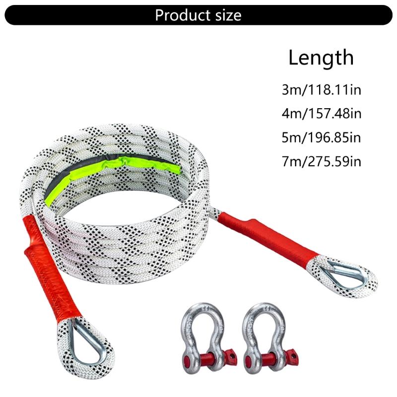 Strong High Load Bearing Tow Strap Recovery Belt, 10 Ton, Equipped with Safety D Rings and Night Reflective Technology