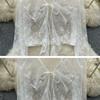 Cardigan estivo in chiffon da donna - Pizzo con balze, Chiusura con laccio sul davanti, Maniche a campana, Sciarpa parasole.