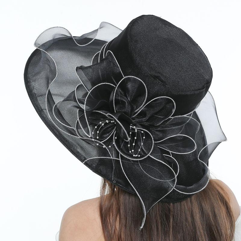 Spring and Summer Korean Version of Retro Flower Mesh Sun Hat Organza Beach Sun Hat Top Hat