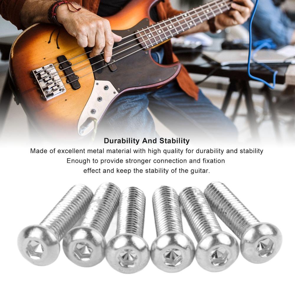 6PCS Metal Bridge Mounting Screws Silver Instrument Accessories For Electric Guitar
