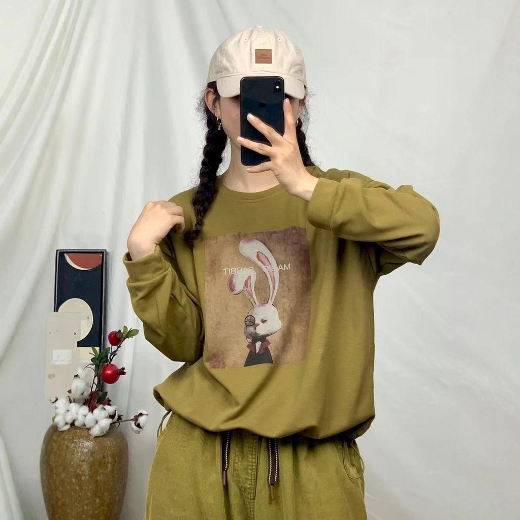 Women's Versatile Cartoon Print Sweatshirt - Fashionable Loose Fit for Spring & Autumn