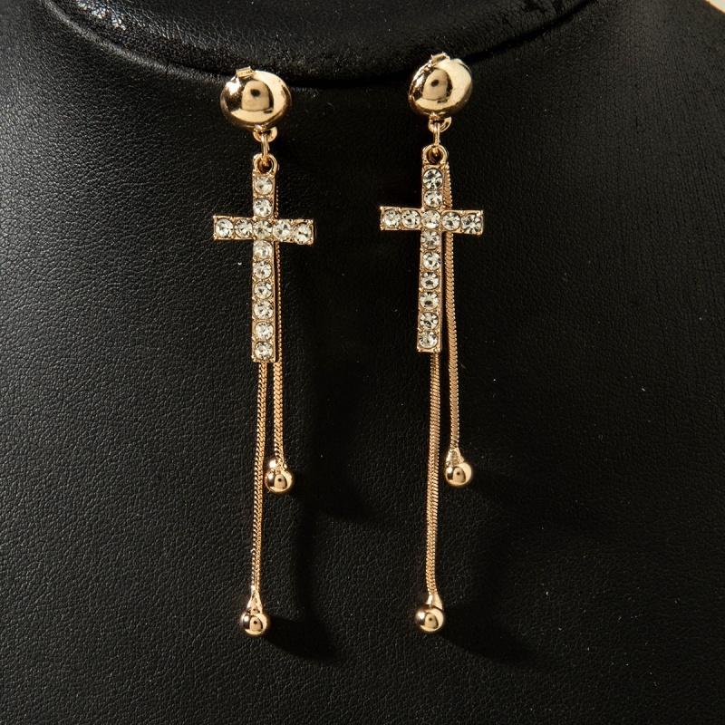 

Gothic Rhinestone Cross Earrings Kpop Zircon Cross Drop Earring for Women Grunge Egirl Earrings Zircon Accessories