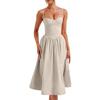 Women's Summer A-Line Midi Dress Sleeveless Spaghetti Strap Slim Fit Waist Casual Dress