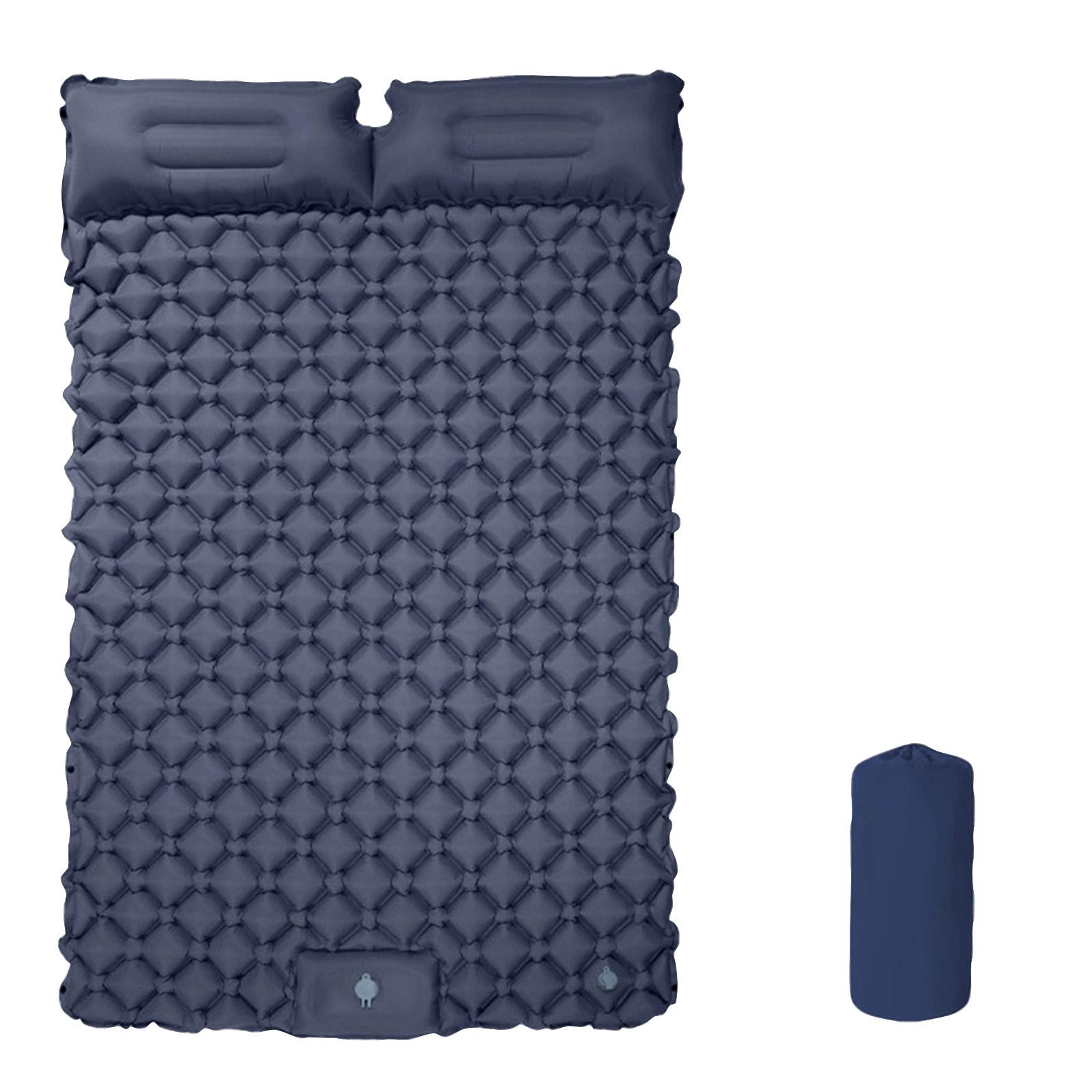 

Outdoor Inflatable Mat, Foot Press Auto Inflating Camping Mattress With Pillow, Rhombus Pattern TPU Sleeping Pad For Travel Hiking Picnic One Size Темно-синій
