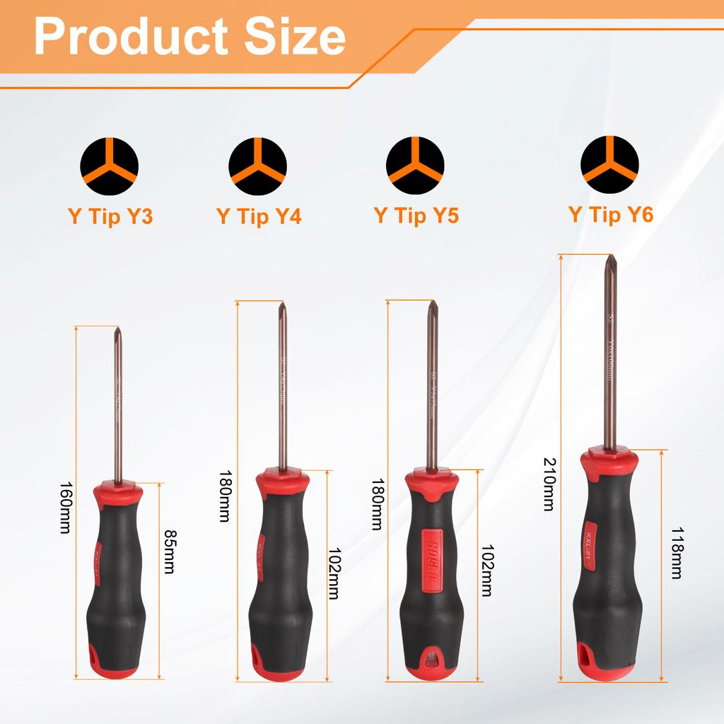 4pcs Y3/Y4/Y5/Y6 U1.7-2.6 Y Tip U-Type Triangle Screwdriver Magnetic Tip Screwdrivers S2 Alloy Steel DIY Repairing Hand Tools