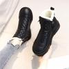 Black Round Toe Waterproof Ladies Shoes Flat Leather Women'S Snow Boots Y2K Winter Furry  Novelty Booties On Promotion