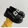 Black retro platform small leather shoes women's 2025 new spring and autumn versatile one-pedal British Mary Jane loafers