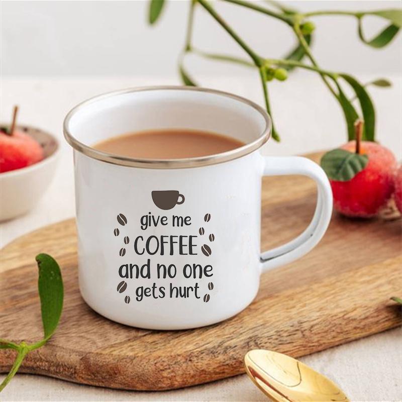 Life Begins After Coffee Print Mugs Creative Coffee Tea Drink Dessert Breakfast Milk Cup Enamel Mugs Handle Drinkware Best Gifts