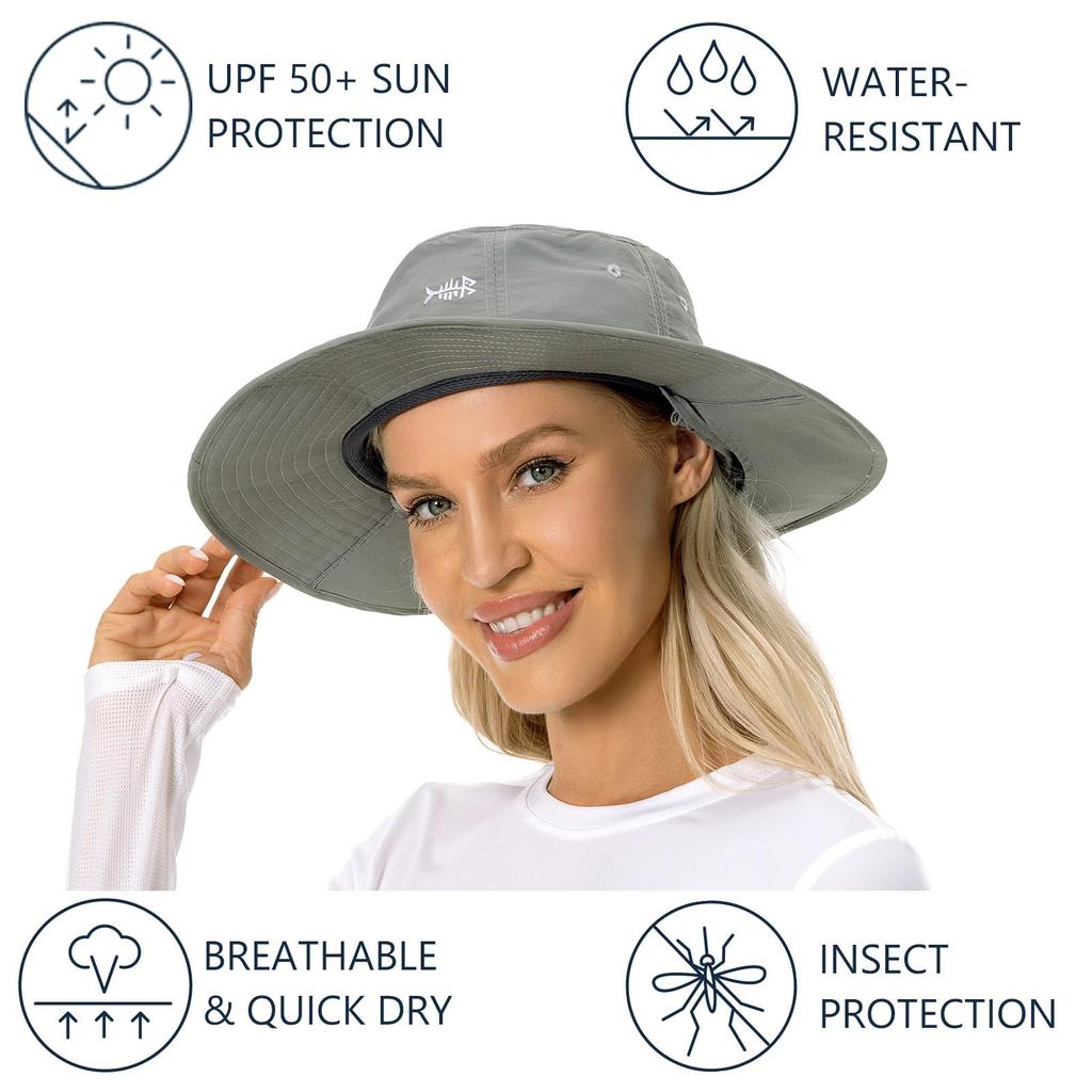 Bassdash Bug-Proof Hat, Insect Repellent, Wide Brim, Fishing Hat with Sunshade Cloth and Net, Unisex