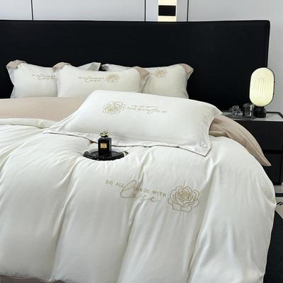 Bílá bavlněná souprava povlaku na přikrývku a prostěradla - 3dílné hotelové a penzionové povlečení pro manželskou postel