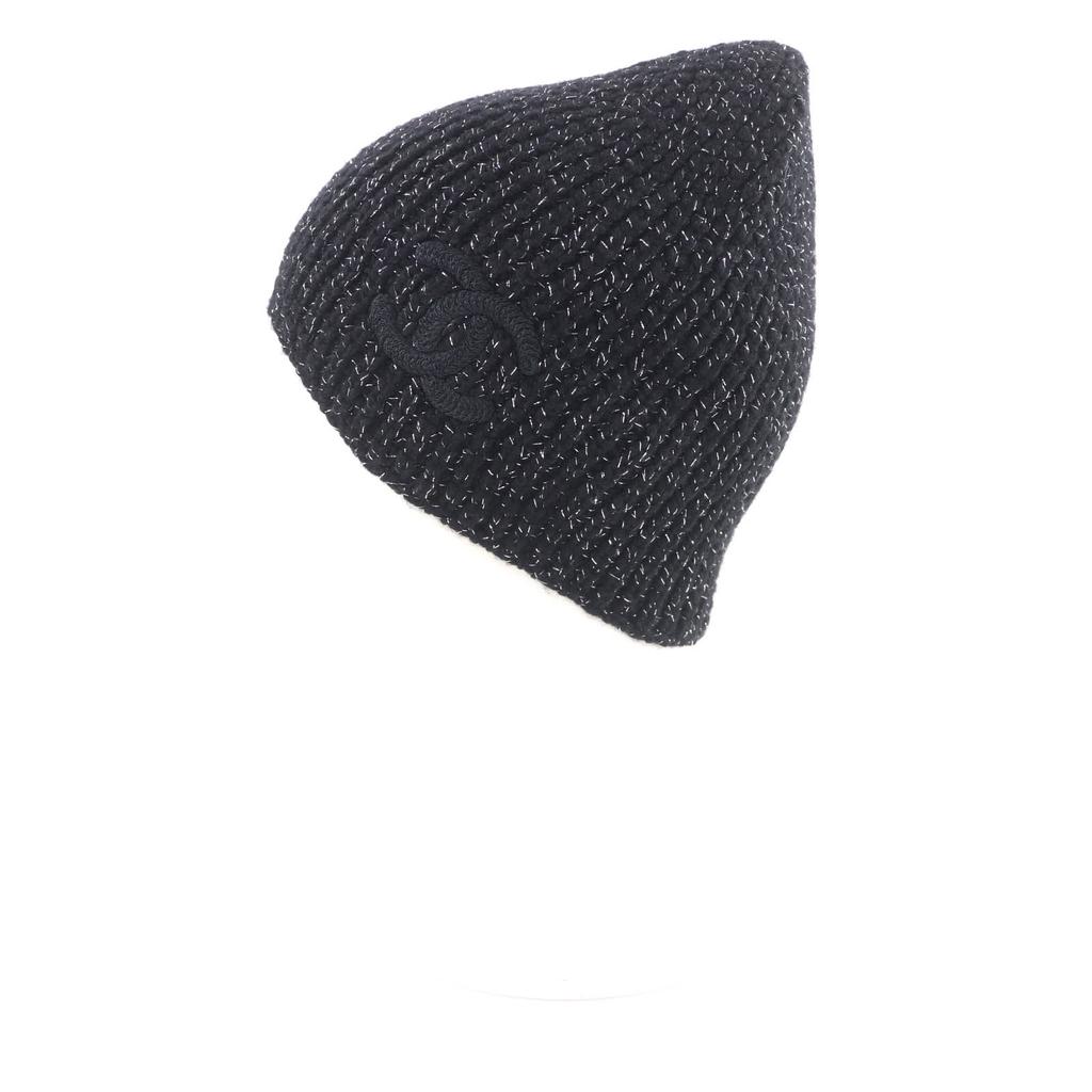 Excellent CHANEL Knit cap black cashmere Women AAB710 Used