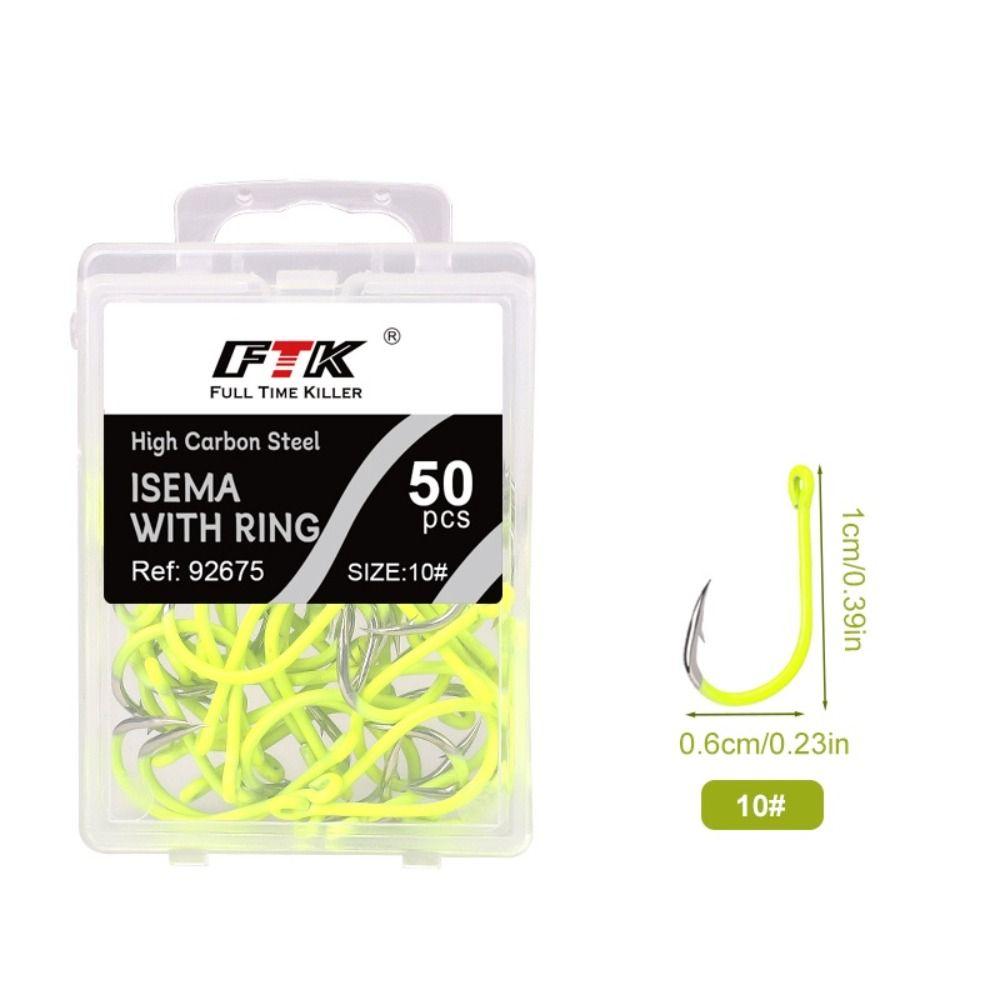 50pcs/box Anti-rust Barbed Fishing Hooks With Barb Fluorescence Hook  Sea Fishing Tackle