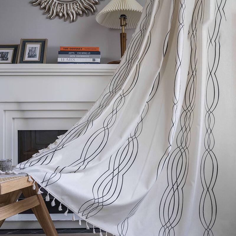 Jingga Semi-Blackout Printed Tassel Curtain