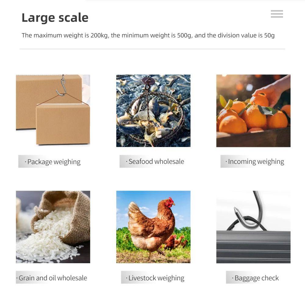 Hanging Stainless Steel Hook Scale Heavy Duty Crane Scale LCD Digital Scale 200kg Electronic Scale
