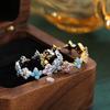Colorful Four-leaf Clover Ring Dopamine Rainbow Retro Elegant Classy Summer Sweet Ring for Women