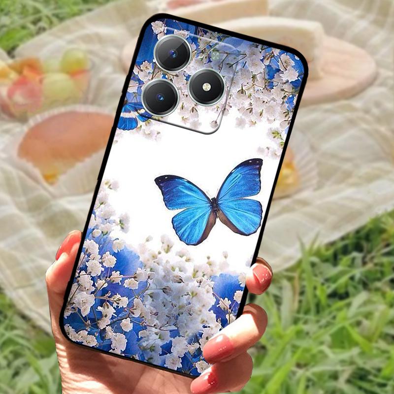 For Realme C61 4G Case Fashion Cartoon Black Silicone Soft TPU Back Cover For Oppo Realme C63 Protective Fundas Coque Cases