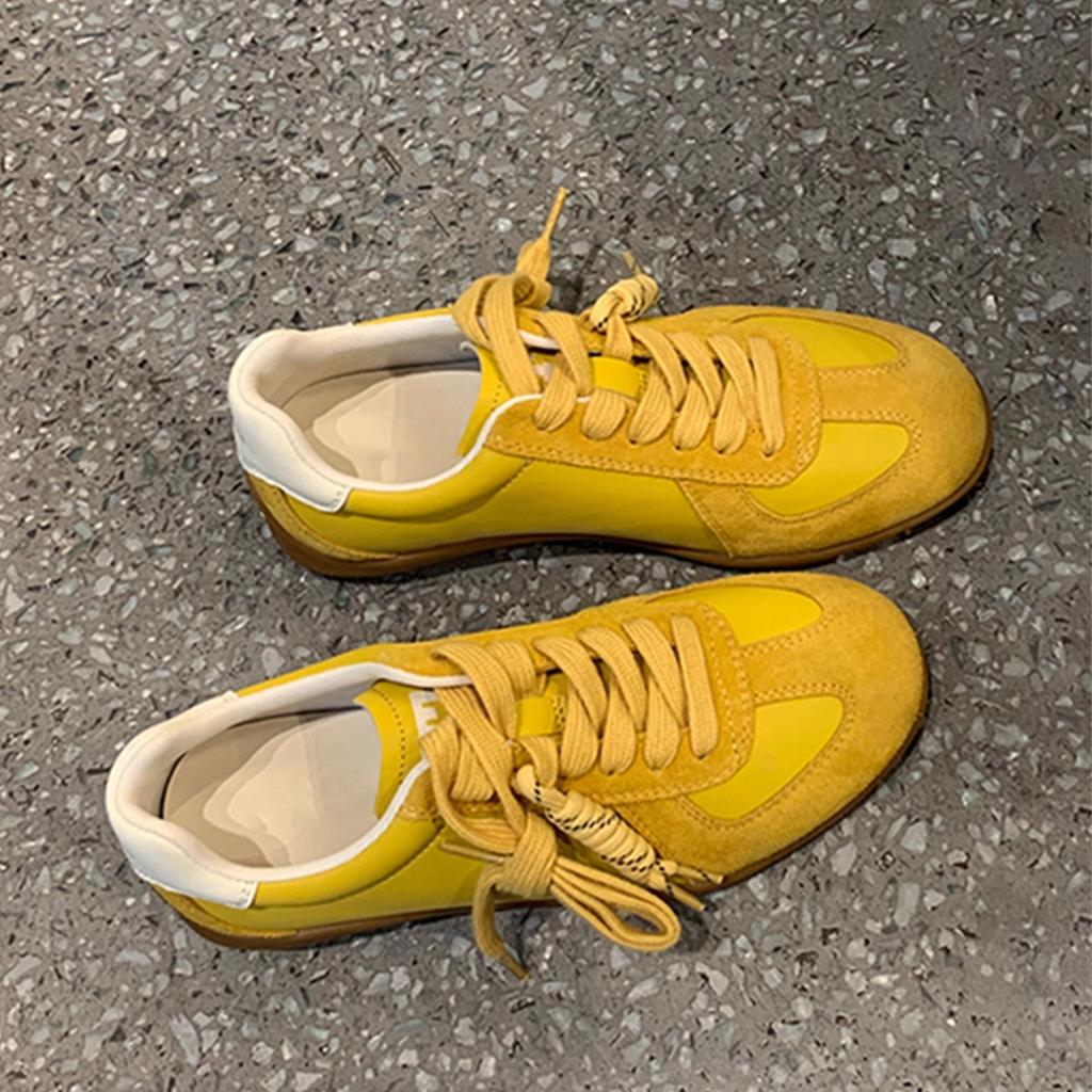 Leather Version of German Training Shoes Women's 2025 New Lace-up Leisure Sports Thick Sole Inner Height Increase Retro Forrest Gump White Shoes