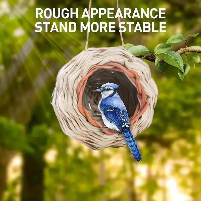 2pcs Straw Spherical Round Bird Nest Outdoor Garden Courtyard Simulation Ornaments Pet Toy Parrot Cage