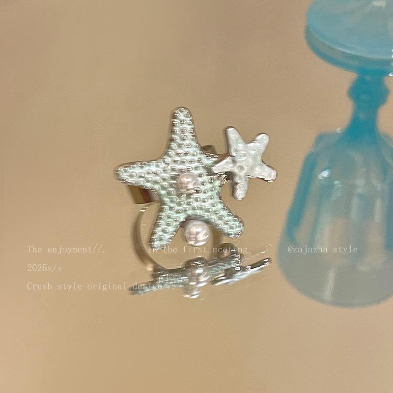 

Жемчужное кольцо в виде ракушки морской звезды для котенка, модное, милое, маленькое, свежее, на указательный палец, универсальное, нишевое, с темпераментом, ювелирное изделие