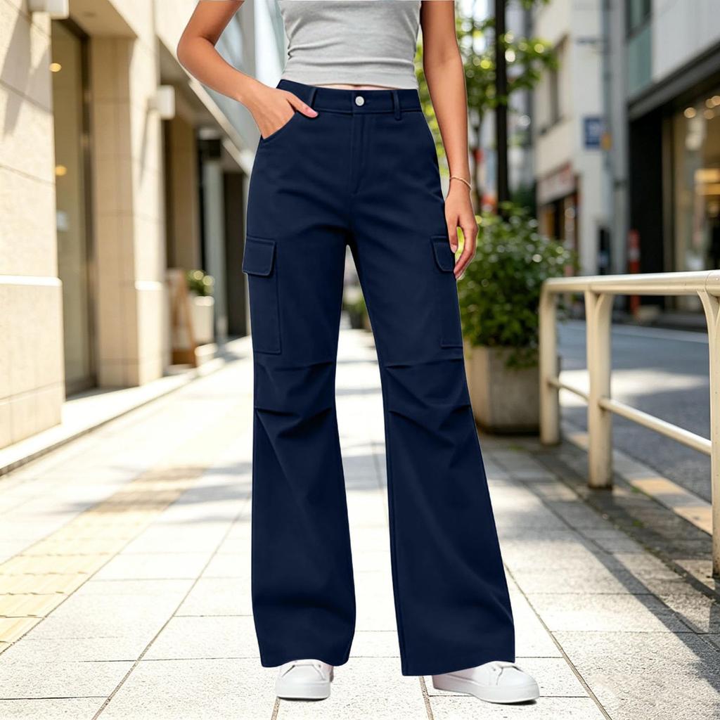 Women's Casual Loose Fit Cargo Pants with Multiple Pockets for Everyday Wear