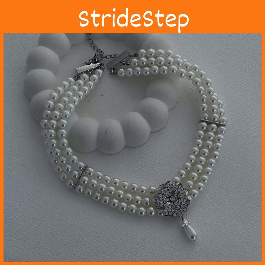 Pärlhalsband med glittrande blomhänge Flerlagers Retro Statement för Kvinnor