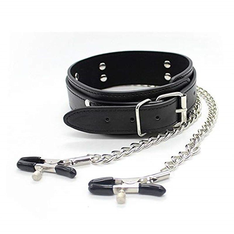 Leather Collar Nipple Clip For Women Alternative Fetish Play Toys Adjustable Bondage Accessories Sensual Stimulation Adult Products