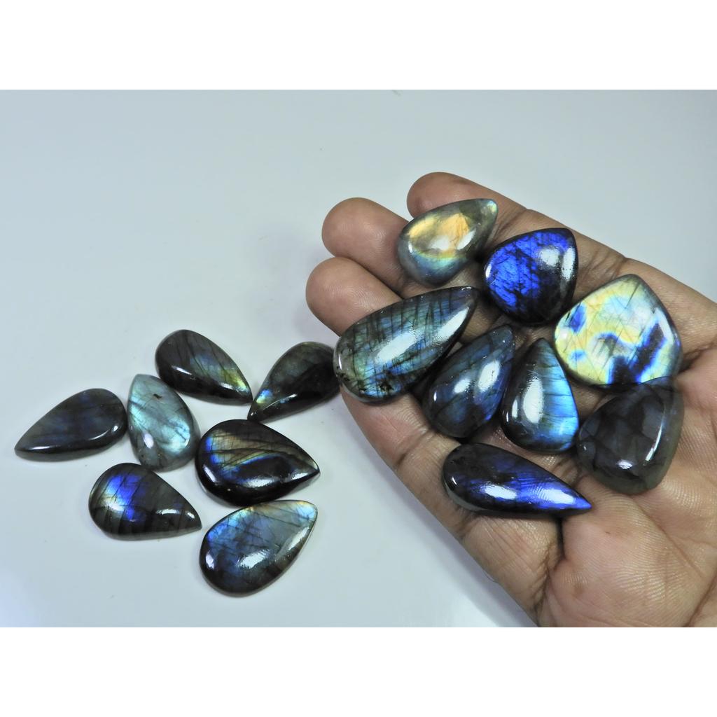 402Cts.Natural Labradorite Multi Fire Pear Cabochon Loose Gemstone 15Pcs Lot LL-998