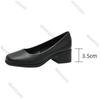 Fashion Black Comfortable Soft Leather Middle Heel Work Shoes Women Soft Bottom Square Toe Pumps Single Shoes Casual Heels for Women