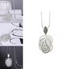 Elegant Korean Style Long Sweater Necklace With Rose Pendant And Platinum Finish