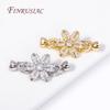 18K Gold Plated Inlay Zircon Flowers Connector Clasps For Pearl Necklace Supplies, Beads Clasps Fastener DIY Jewelry Making