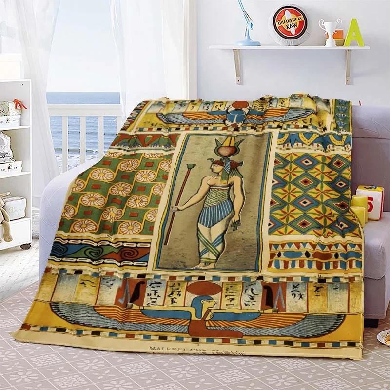 Ancient Egyptian Civilization Flannel Blanket The Ancients Daily Printed Warm Throw Blanket for Sofa Bedroom Office Plush Quilt