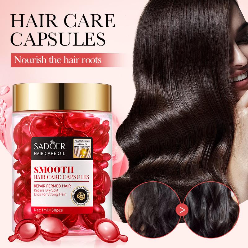 Lot de 30 capsules de soins capillaires à l'huile de noix pour améliorer les frisottis et hydrater le cuir chevelu