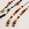Boho Style Mixed Color Wood Beads Genuine Leather Braided Texture Ethnic Style Handmade Women's Belt Casual Vacation Style Waist Rope