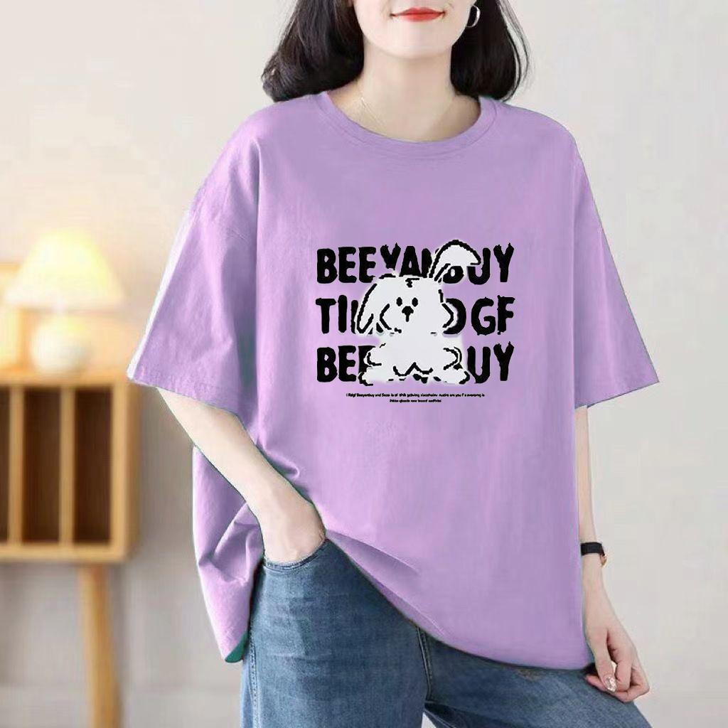 Sommer Damen Neues Cartoon-Druck Kurzarm-T-Shirt Lockere Oberteile