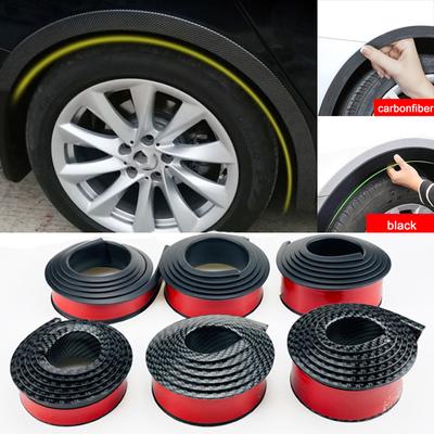 Univerzální černý karbonový blatník Flare Car Wheel Obočí Gumový chránič Strip Guard Kolem-oblouk Trim Arch Extender