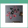 3d Lotus Clock Diy Art Acrylic Mirror Wall Sticker Tv Backdrop Decoration Home