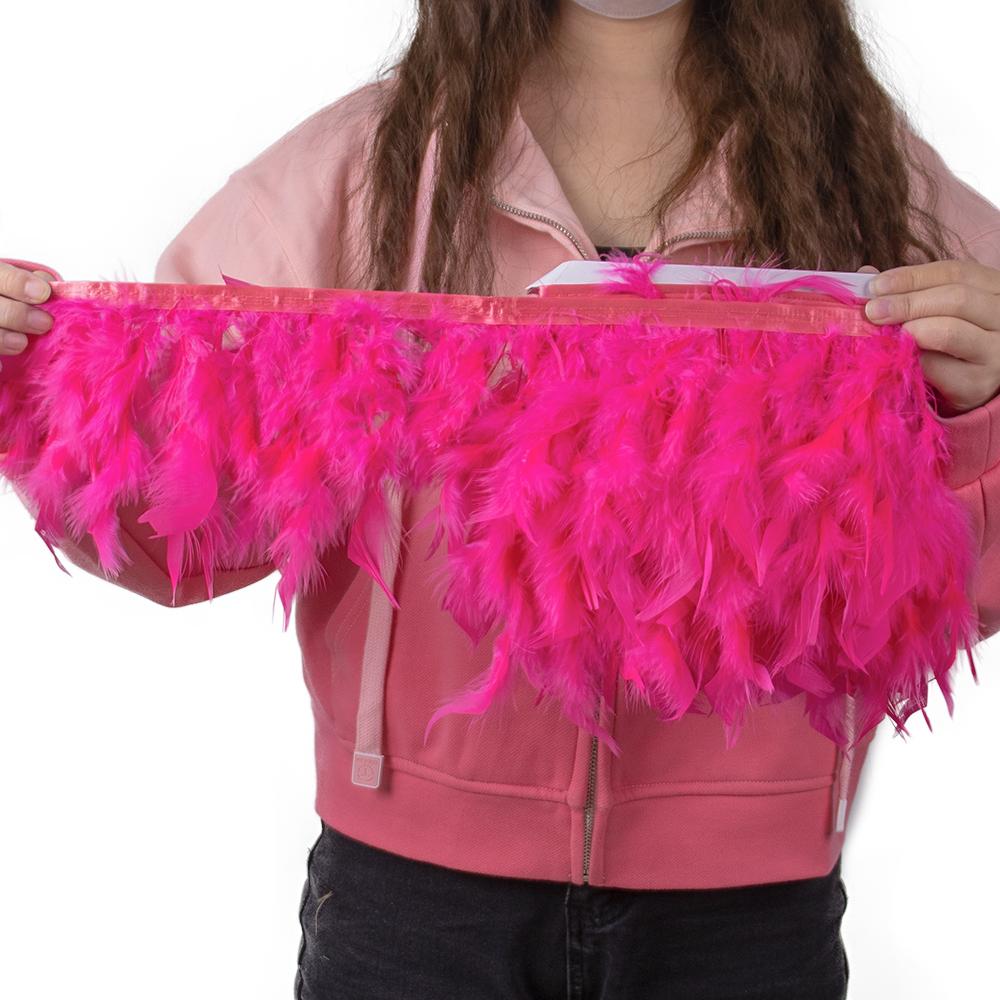 Multicolor Natural Turkey Feather Trim Ribbon 4-6 Inches Fluffy White Marabou Feathers Trims Lace for Party Skirt Clothing Decor