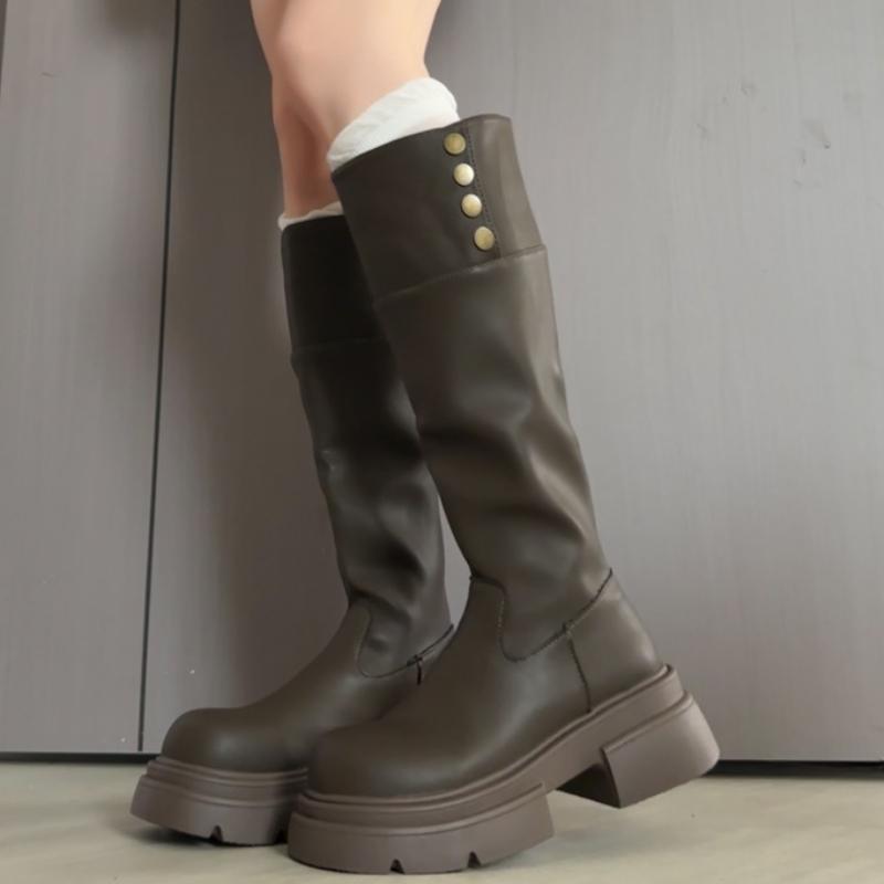 Fashion Women High Boots Casual New Platform Chunky New Shoes 2025 Elegant Winter Knight's Boots Brand Knee High Botas Woman Zapatos