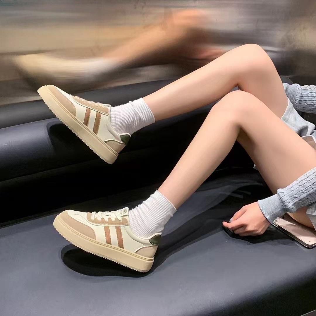 

Ретро контрастная цветная вставка платформа женские новые удобные и легкие круглый носок шнуровка повседневные кеды 40