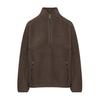 Damen Half-Zip Pullover Fleecejacke Langarm Stehkragen Sherpa Sweatshirt mit Taschen Herbst Flauschige Warme Oberbekleidung