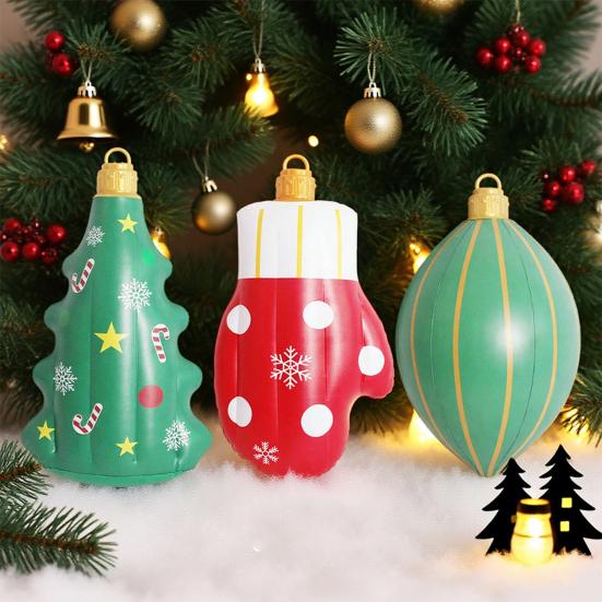 Christmas Inflatable Decoration Blow-up Xmas Tree Glove Decoration Reusable Inflatable Hanging Christmas Ball for Outdoor Indoor Festive Decor