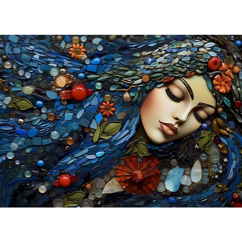 Fantasy Mosaics Princess Castle Shell Splicing Abstract Poster Canvas Printing Wall Art Decoration Painting for House Room Decor