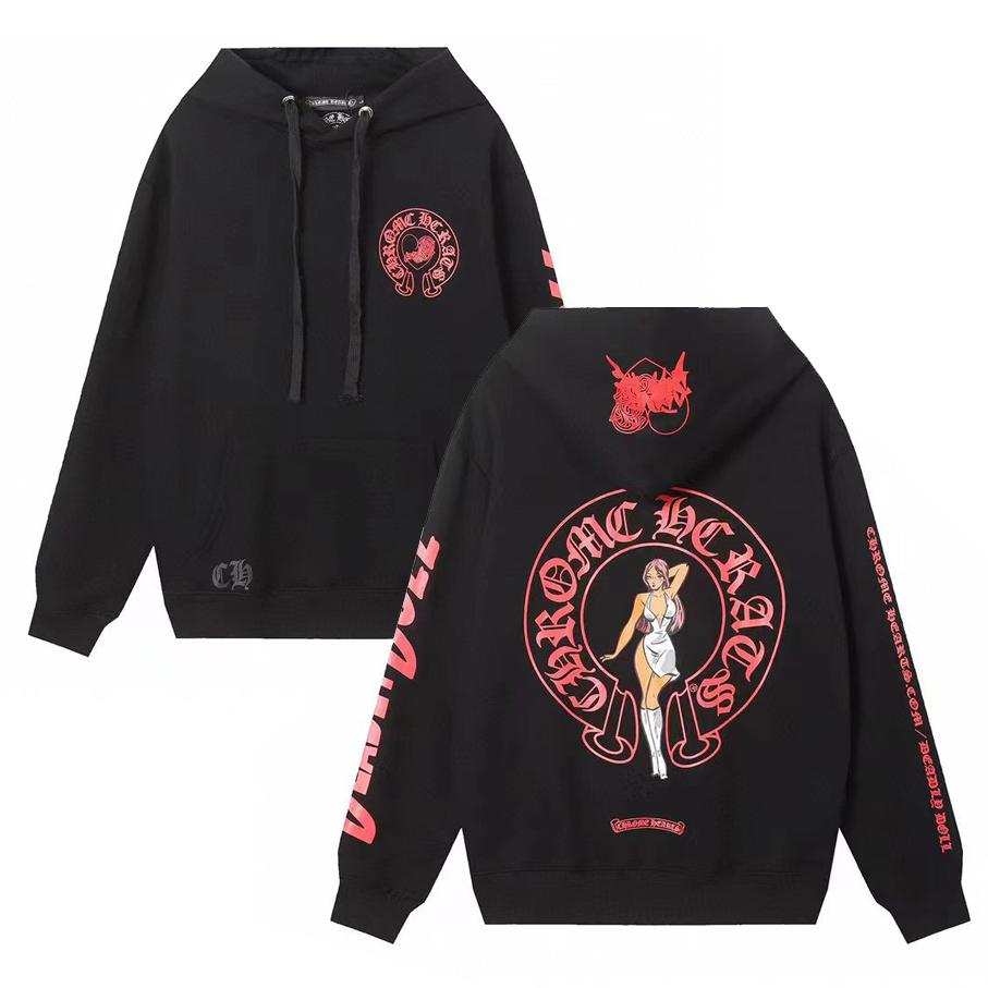 

847 CHROME HEARTS 2025 Autumn and Winter New Plus Size Classic Style Logo Hooded Sweatshirt, Suitable for Couples to Wear L чорний