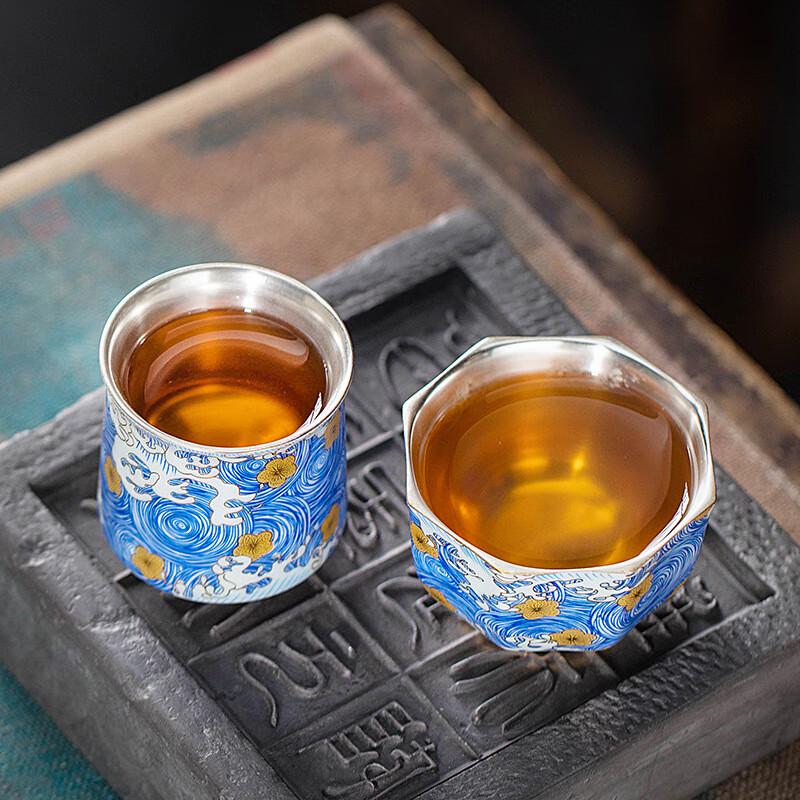 Chaxun Starry Night Enamel Silver Ceramic Kung Fu Teacup