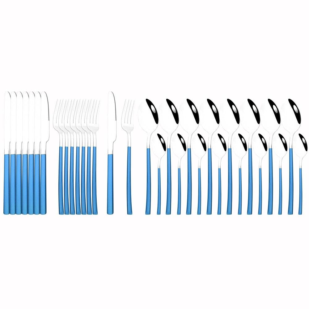 32Pcs Black Gold Cutlery Set Knife Forks Coffee Spoons Dinnerware Set Stainless Steel Tableware Western Kitchen Silverware Set