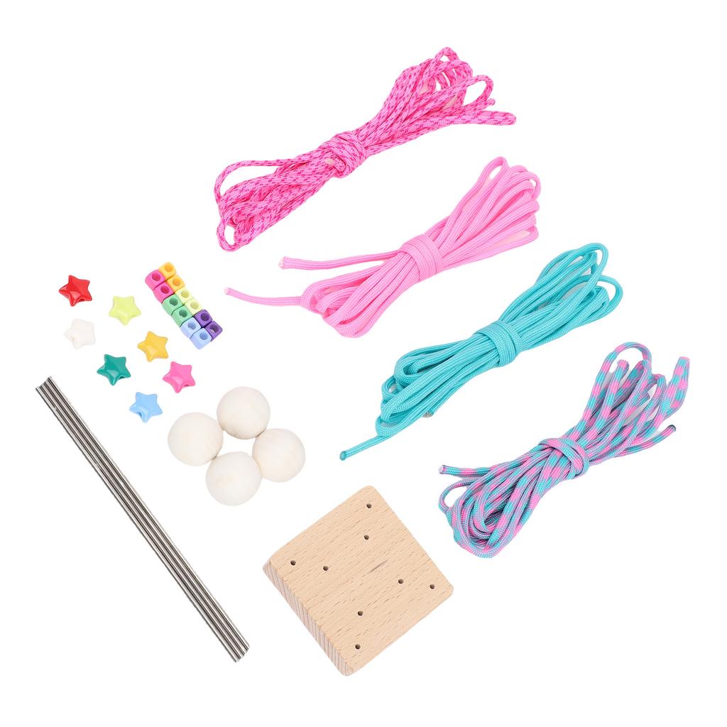 Monkey Fist Making Material Pack Paracord Ball Weaving Kit with Plastic Pentagram Beads Cubes Colorful Ropes