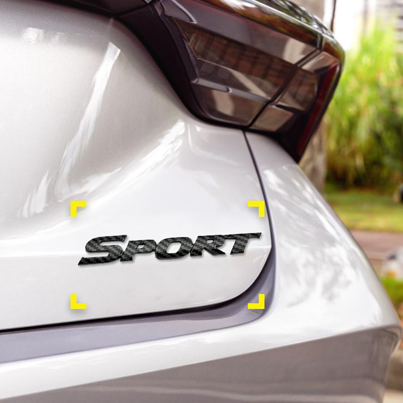 1pc Universal Car Door Emblem Decal Car Body Decorative Sticker Car Rear SPORT Styling Sticker Black Auto Exterior Accessories