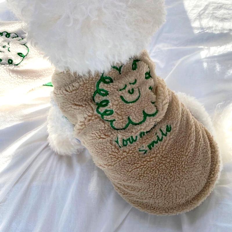 Pet Cotton Coat Teddy Animal Embroidery Vest Small Dog Winter Thickened Jacket Warm Dog Clothes Popular Open Button Shirt
