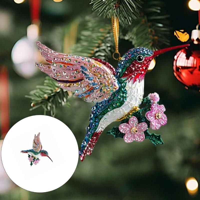 Hummingbird Hanging Ornament Acrylic Bird Pendant Christmas Tree Decoration For Festival Tree Wreath Window Display
