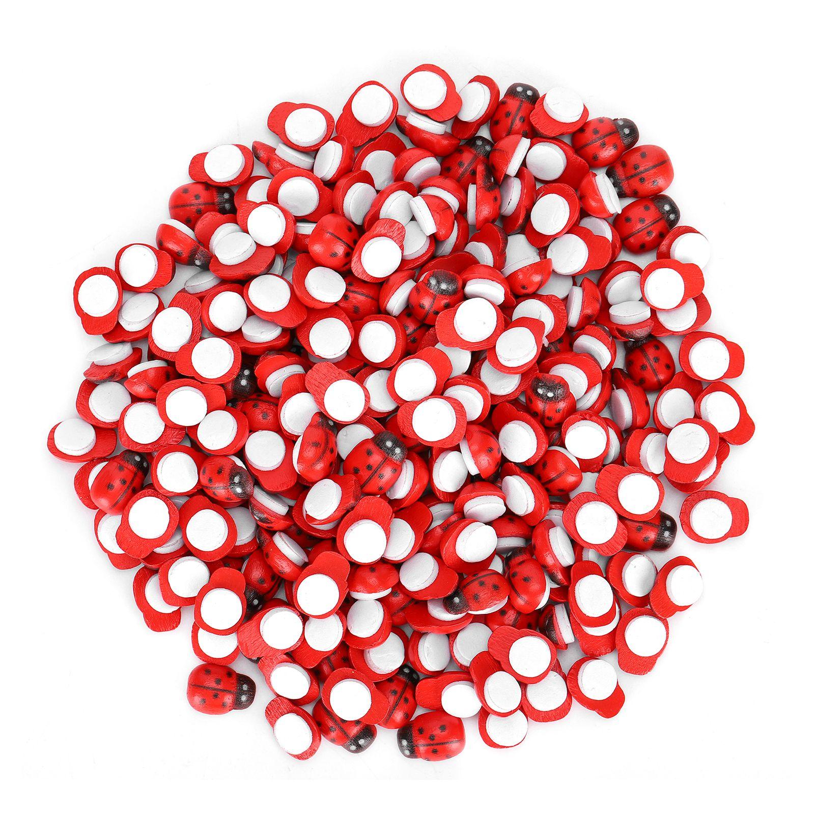 

300Pcs Wooden Ladybugs Simulation Tiny Landscape Crafts Scrapbooking DIY Decoration Accessories